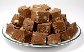 A plate full of nutty chocolate fudge